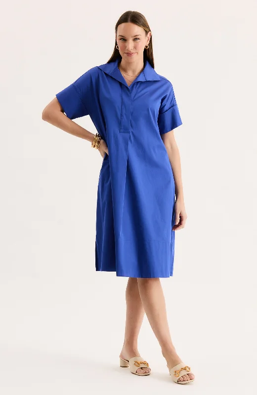 satin midi dressesAddie Cotton Midi Shirtdress - Dazzling Blue