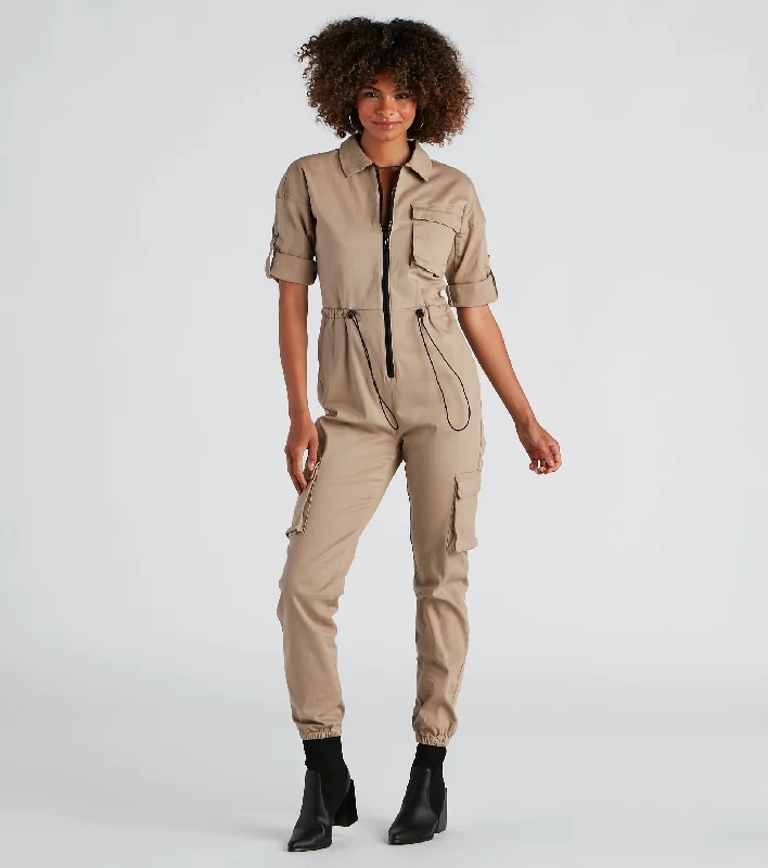 women's jumpsuits with cinched waistsNext Stop Utility Jogger Jumpsuit