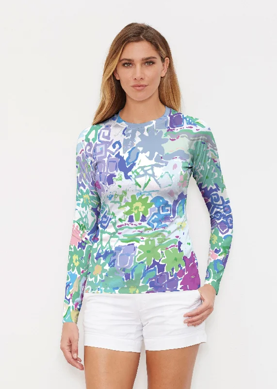 satin women's topsFloral Graffiti (19210) ~ Long Sleeve Rash Guard