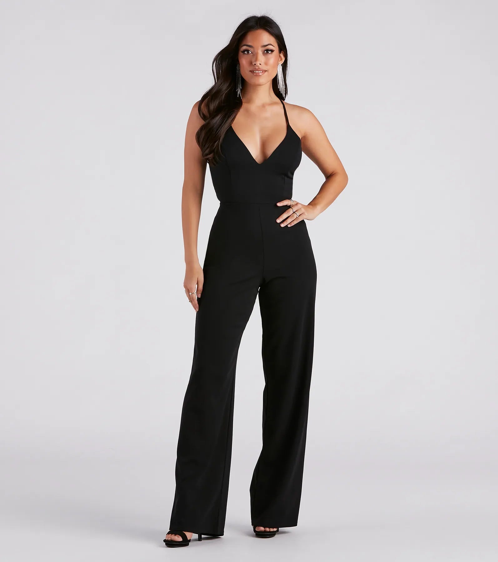 women's cropped jumpsuitsClassic Chic Moment Lace Back Jumpsuit