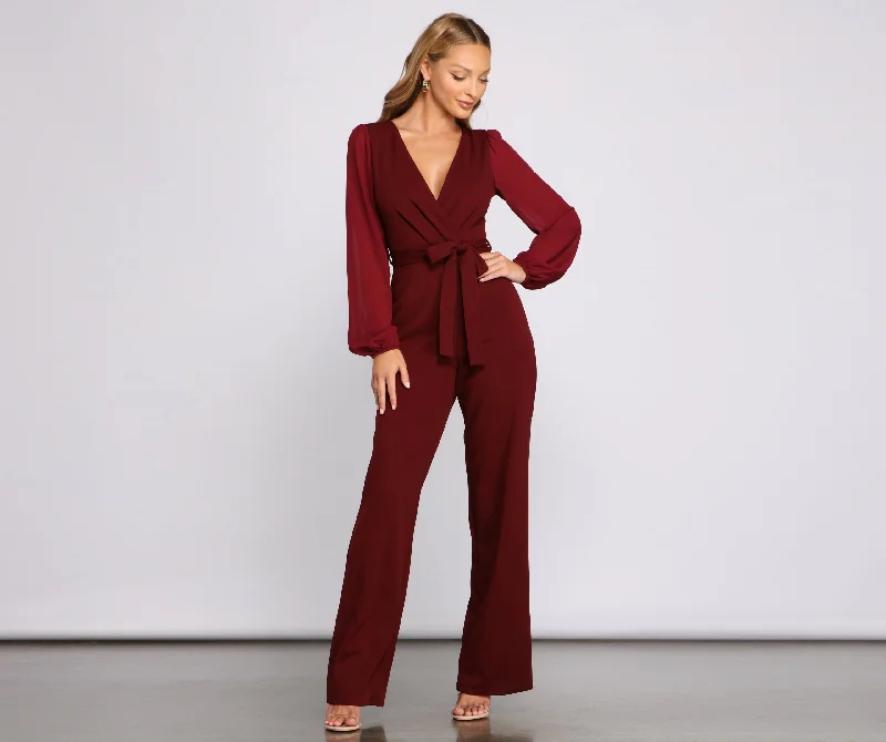 women's jumpsuits made of velvetEffortless Beauty Chiffon Jumpsuit