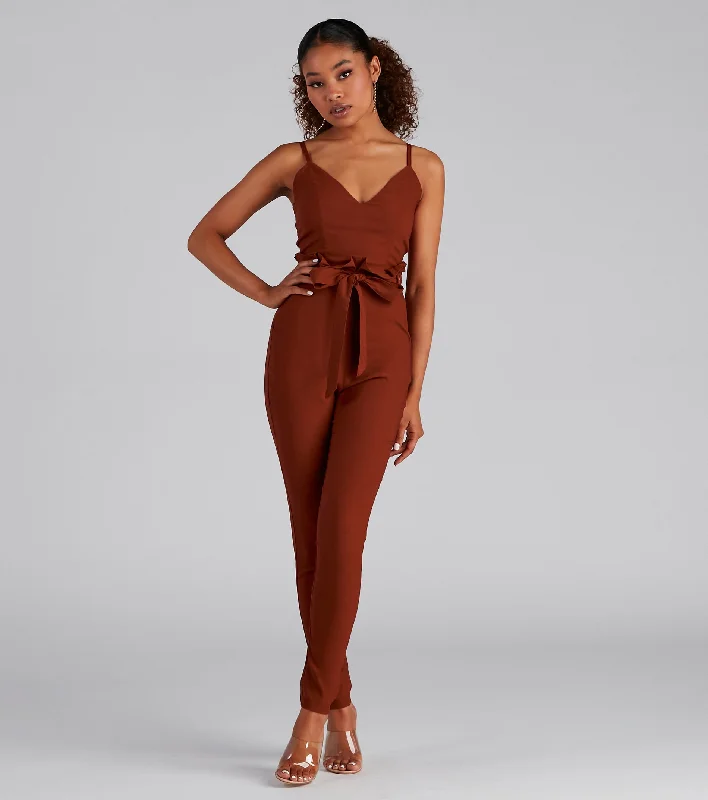 women's high-slit jumpsuitsPoised And Tapered Paperbag Jumpsuit