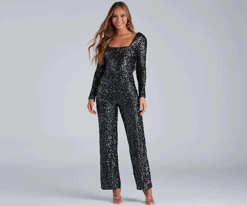 women's casual jumpsuitsSet The Spark Sequin Jumpsuit