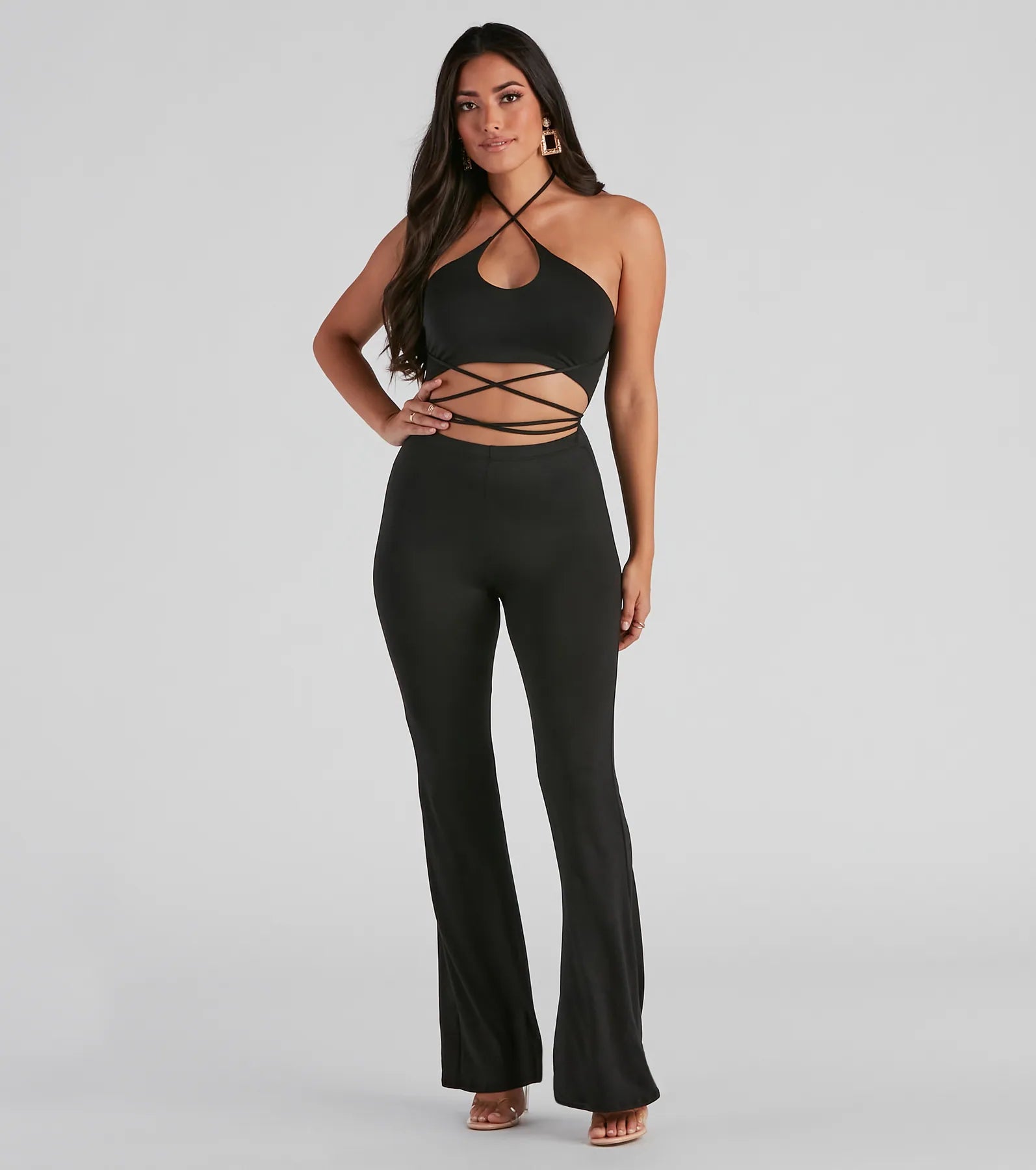 women's jumpsuits for travelSo Fab Halter Strappy Knit Jumpsuit