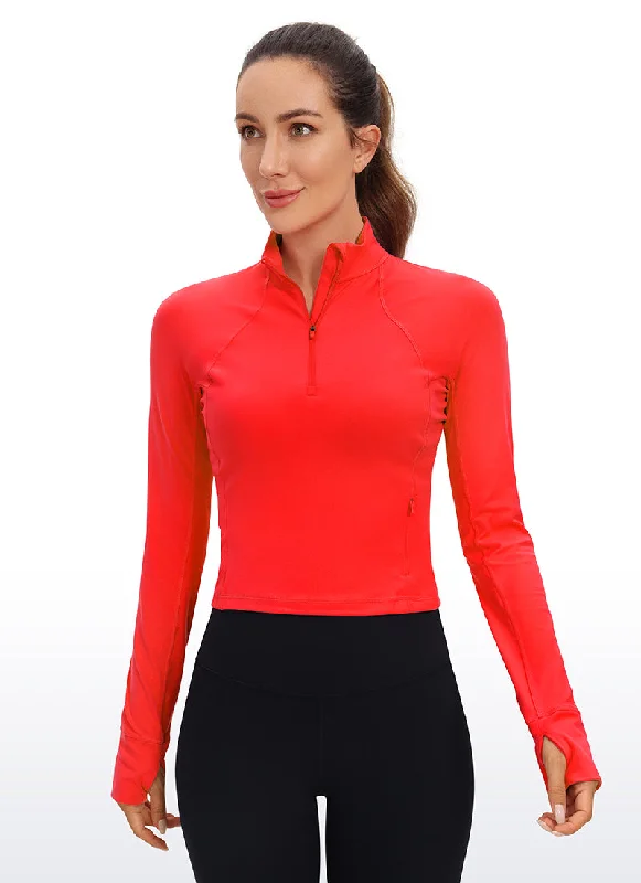 women's tops for those who love to experiment with fashionButterluxe Half-Zip Long Sleeve Cropped