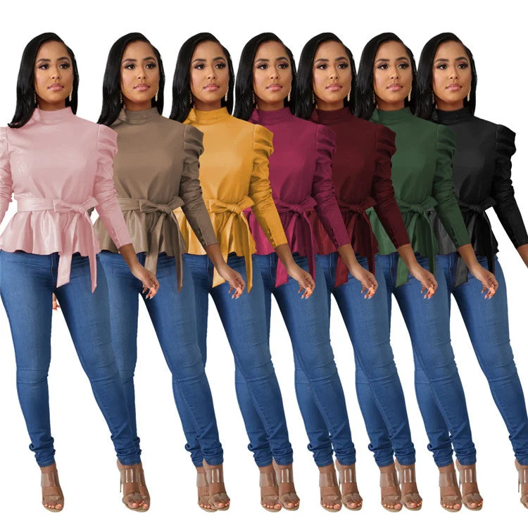 women's tops for those who seek both style and comfortE91748 hotsale women pullovers fashion long sleeves high neck upper clothes casual fitness new arrival upper outwear 2019 new fashion