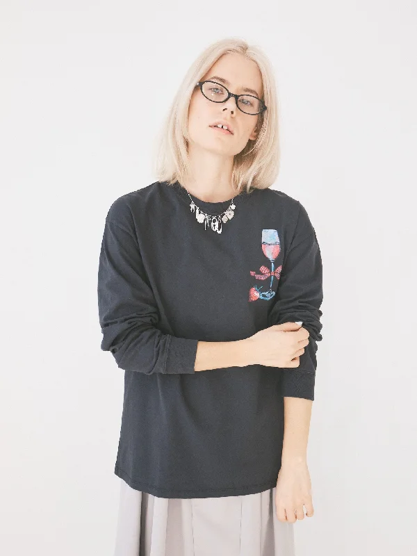 women's tops for those who want to stay warm and stylish during colder weatherRose Wine Long Sleeve Tee - Charcoal