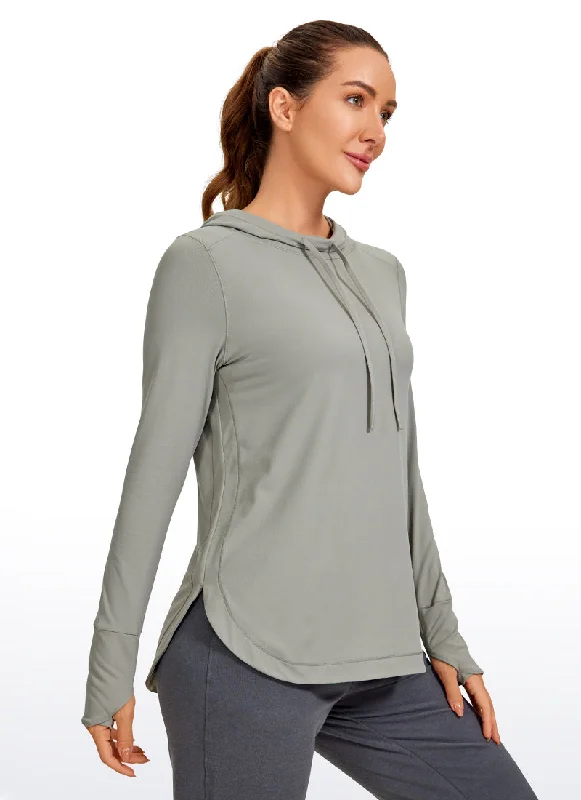 women's tops for summer festivalsBrushed Feeling Long Sleeves Hoodie with Thumbhole