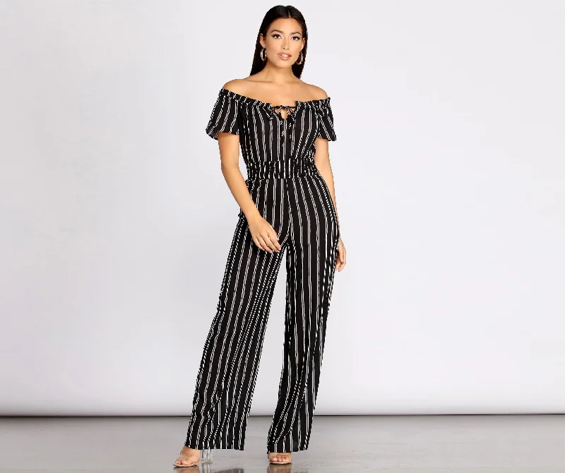 women's boho jumpsuitsNautical Babe Striped Jumpsuit