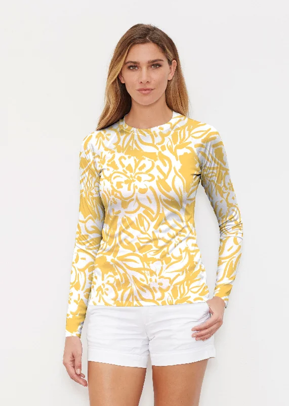 women's tops with flutter sleevesSummer Breeze Golden (8169) ~ Long Sleeve Rash Guard