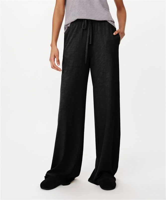 women's cotton pantsHeavy Slub Jersey Wide Leg Pant - Black