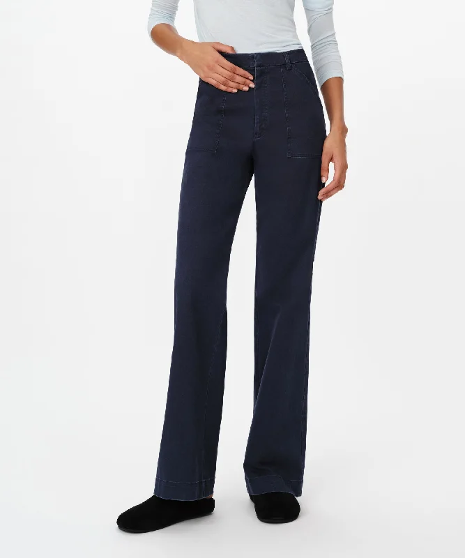 women's linen pantsCotton Twill Flare Leg Pant - Midnight