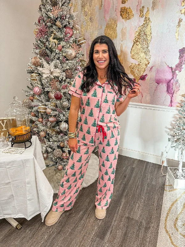 women's wide-leg pantsChristmas Tree Pink Pajama Pants