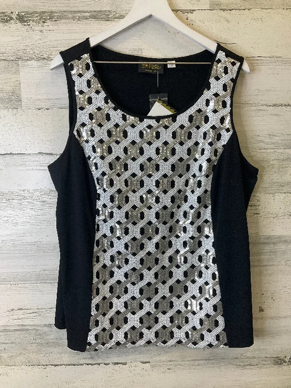 women's tops for those who want to invest in timeless piecesBlack & White Top Sleeveless Bob Mackie Qvc, Size 1x