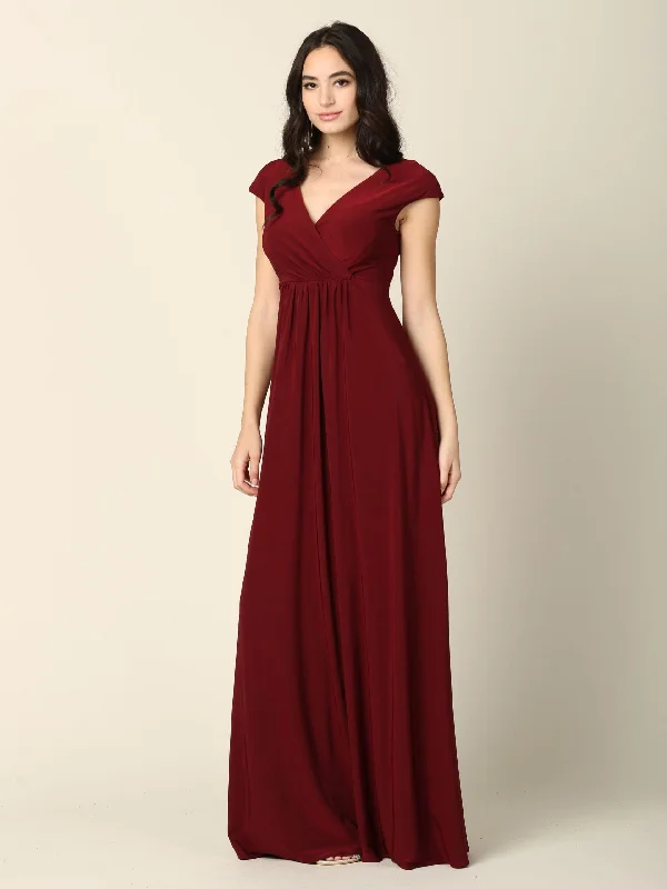 sequined gown dressesBurgundy 2XL Mother of the Bride Long V Neck Formal Dress Sale