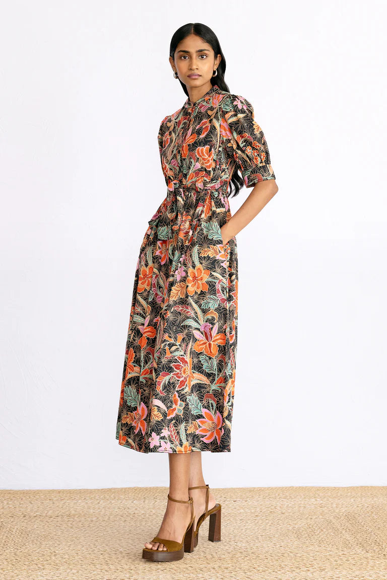 women's bow dressesDaffodil Dress in Bali Floral Syrah