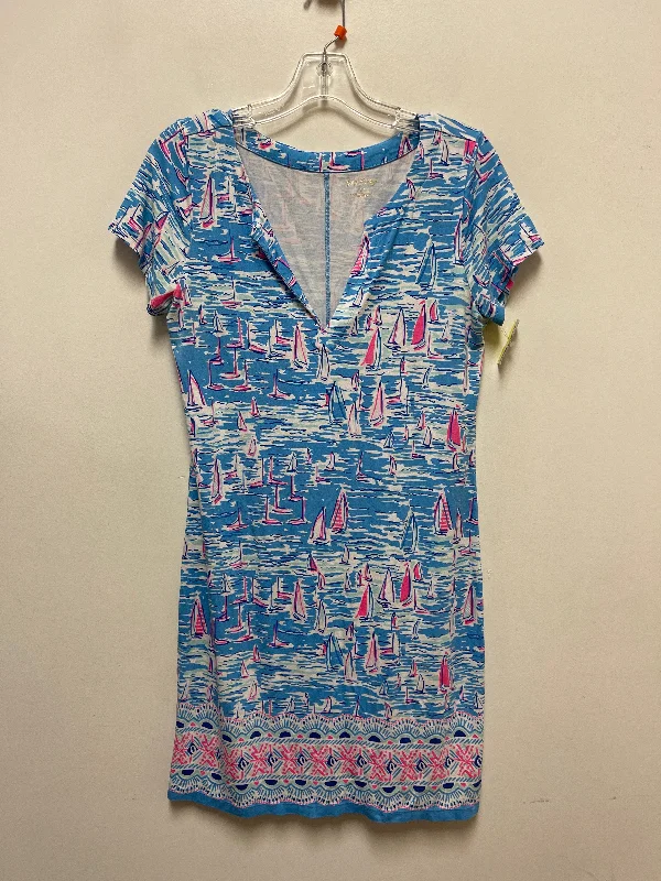 women's minimalist dressesDress Designer By Lilly Pulitzer In Blue & Pink, Size: M