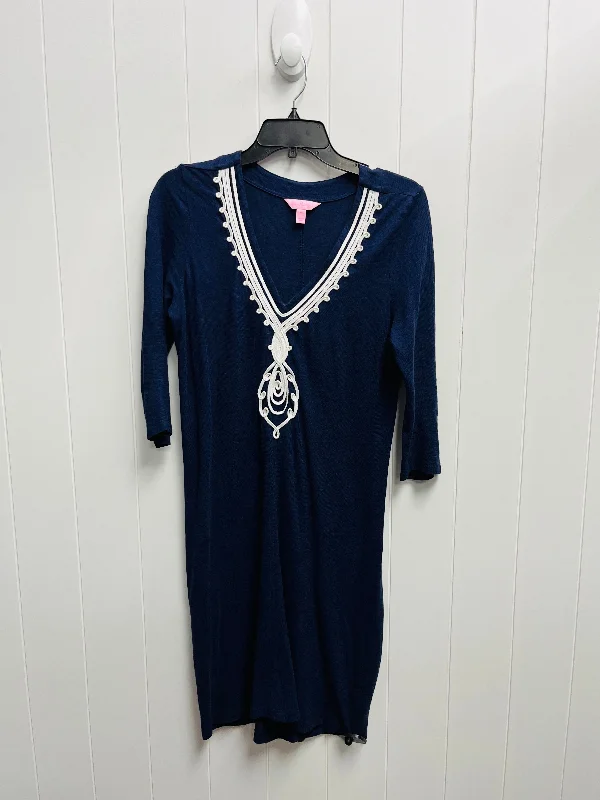 women's denim dressesDress Designer By Lilly Pulitzer In Blue & White, Size: M