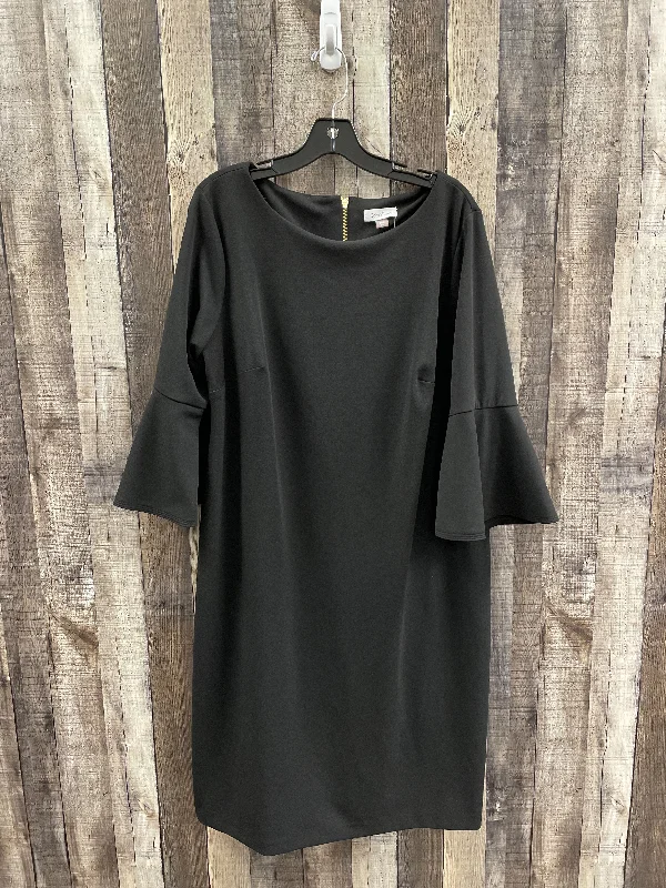 women's ruffle dressesDress Work By Calvin Klein In Black, Size: 2x