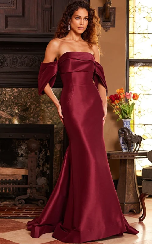 A-line gown dressesJovani 23398 Drape Sleeve Off Shoulder Formal Dress