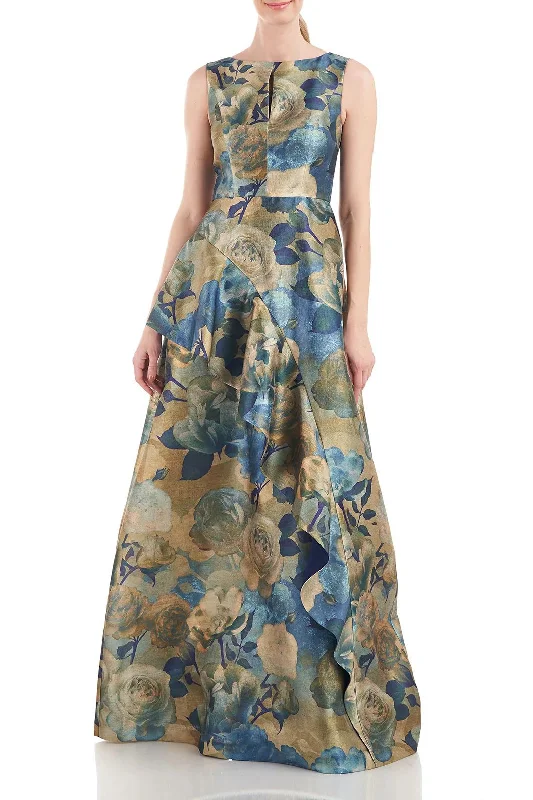 gown dresses for summerKay Unger 5518282 Long Sleeveless Floral Print Formal Dress