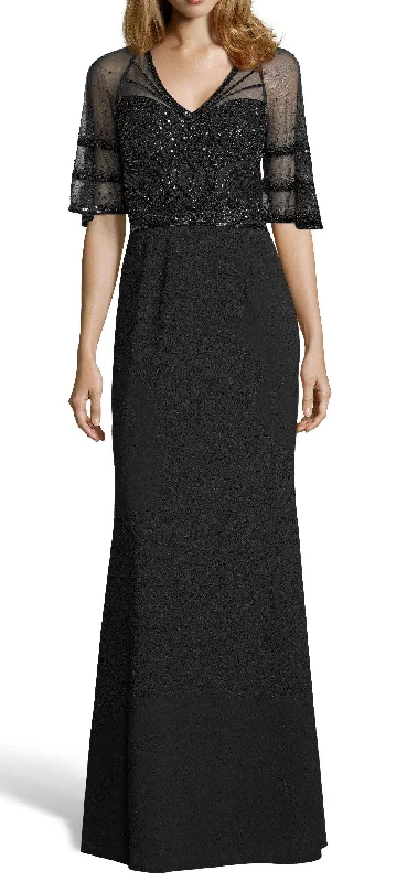 velvet gown dressesAdrianna Papell AP1E204863 Long Sleeve Cutout Crepe Formal Dress