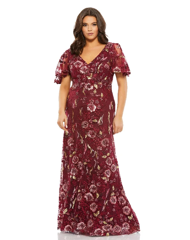 mother of the bride gown dressesMac Duggal 67924 Fabulouss Long Plus Size Floral Formal Dress