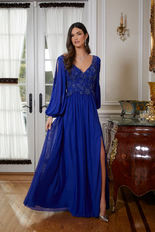 luxurious gown dressesMGNY Madeline Gardner New York 72822 Long Sleeve Mother of the Bride Formal Dress