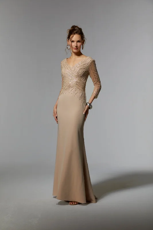 illusion sleeve gown dressesMGNY Madeline Gardner New York 72916 Long Mother of the Bride Formal Dress