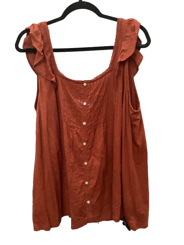 women's tops with cold-shoulder cuts and lace detailingOrange Top Sleeveless Maurices, Size 2x