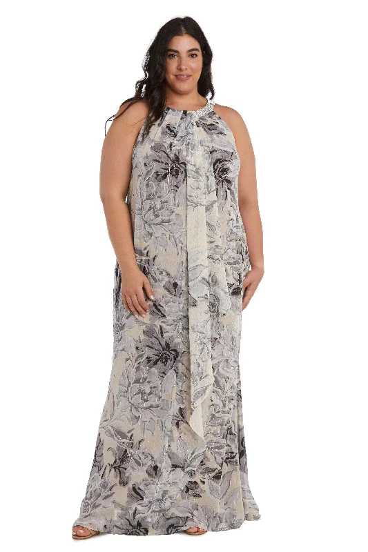 silver gown dressesR&M Richards 9305W Long Plus Size Formal Dress Sale