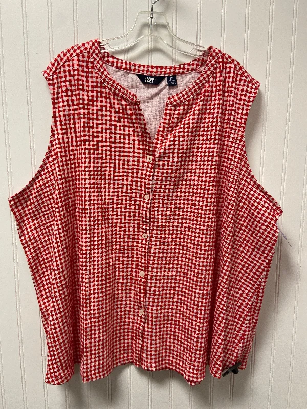 women's tops for those who want to stay cool and chic during warmer weatherRed & White Top Sleeveless Lands End, Size 3x