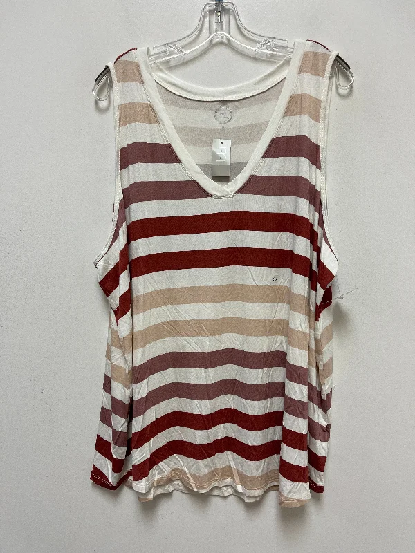 women's tops with embroidery detailsStriped Pattern Top Sleeveless Maurices, Size 3x