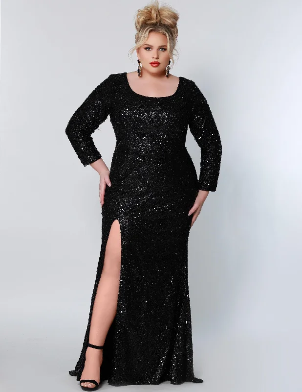 gown dress preservation tipsSydneys Closet SC7320 Long Sleeve Plus Size Formal Dress