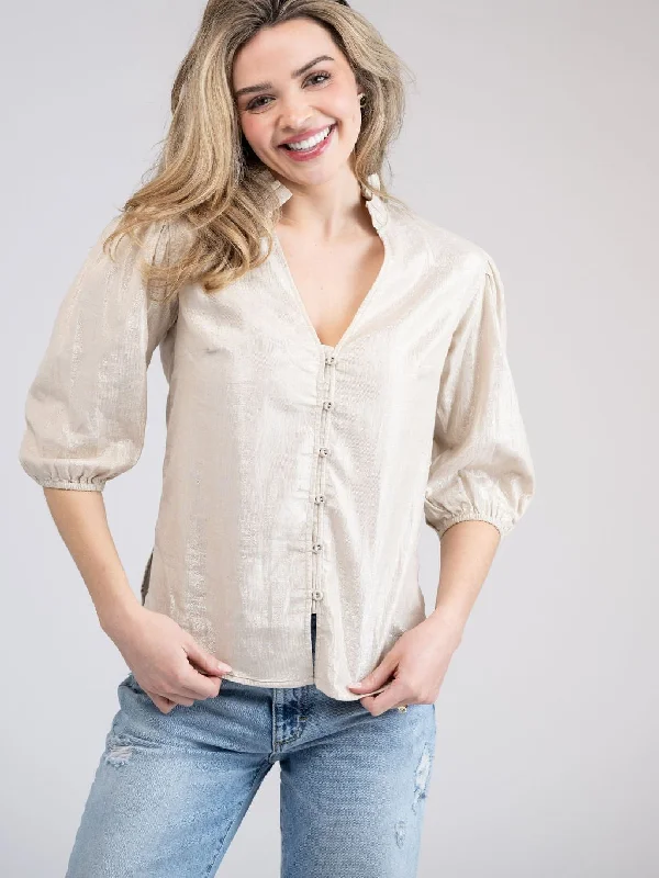 cozy women's tops for fall and winterThe Lily Top | Beige Lurex