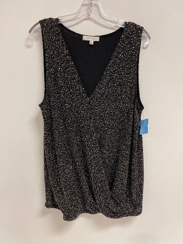 women's tops for those who want to add a personal touch to their wardrobe with unique and one-of-a-kind piecesTop Sleeveless By Eri + Ali In Black & Gold, Size: L