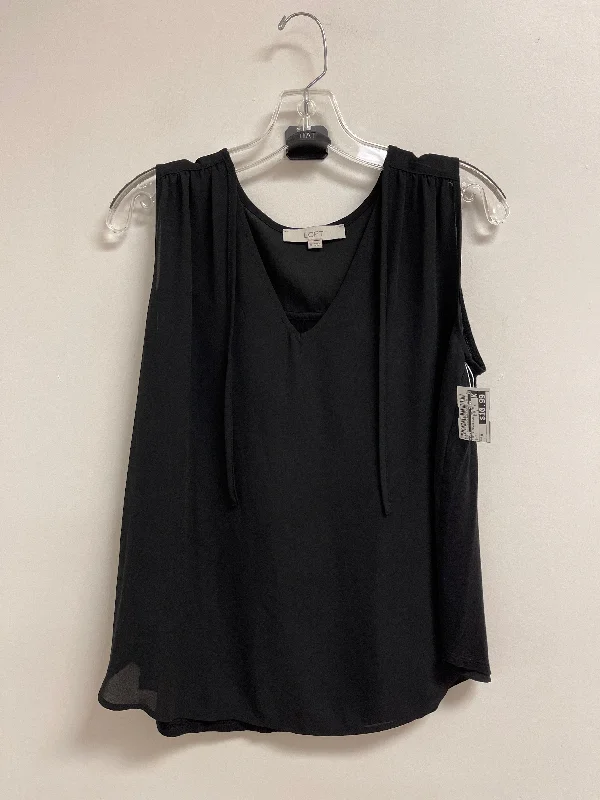 women's tops with cold-shoulder cuts and lace detailingTop Sleeveless By Loft In Black, Size: M