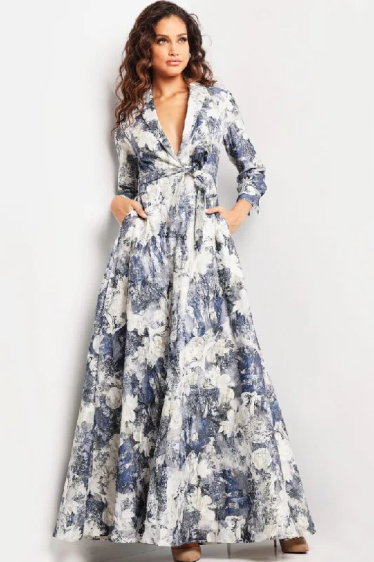 floral gown dressesJovani 26202 Long Printed A Line Formal Dress