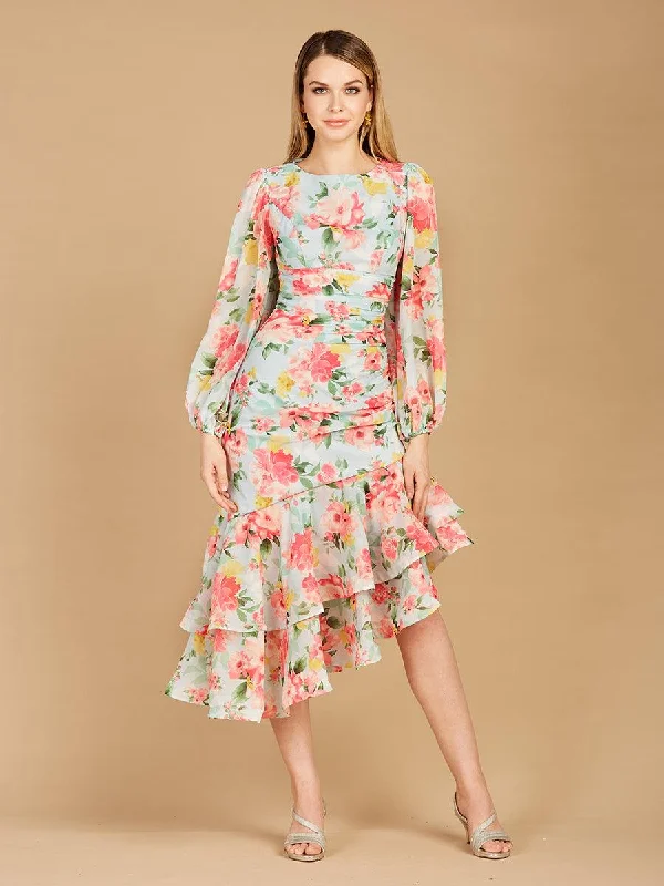 flowy gown dressesLara Dresses 29244 Long Sleeve Printed Formal Dress