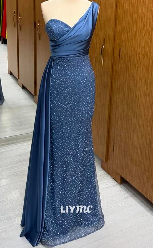 prom dresses for pear shapesLP2251 - Asymmetrical Sleeveless Beaded Sequins Sheath Pleated Sheath Cocktail Dress Prom Dress