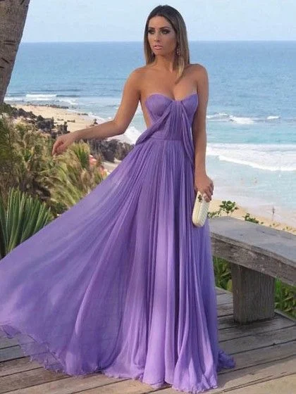 illusion neckline prom dressesA-line Sweetheart Chiffon Floor-length Ruffles Prom Dresses    S1054