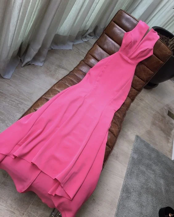 prom dresses with trainsHot Pink Long Prom Dress     S1211