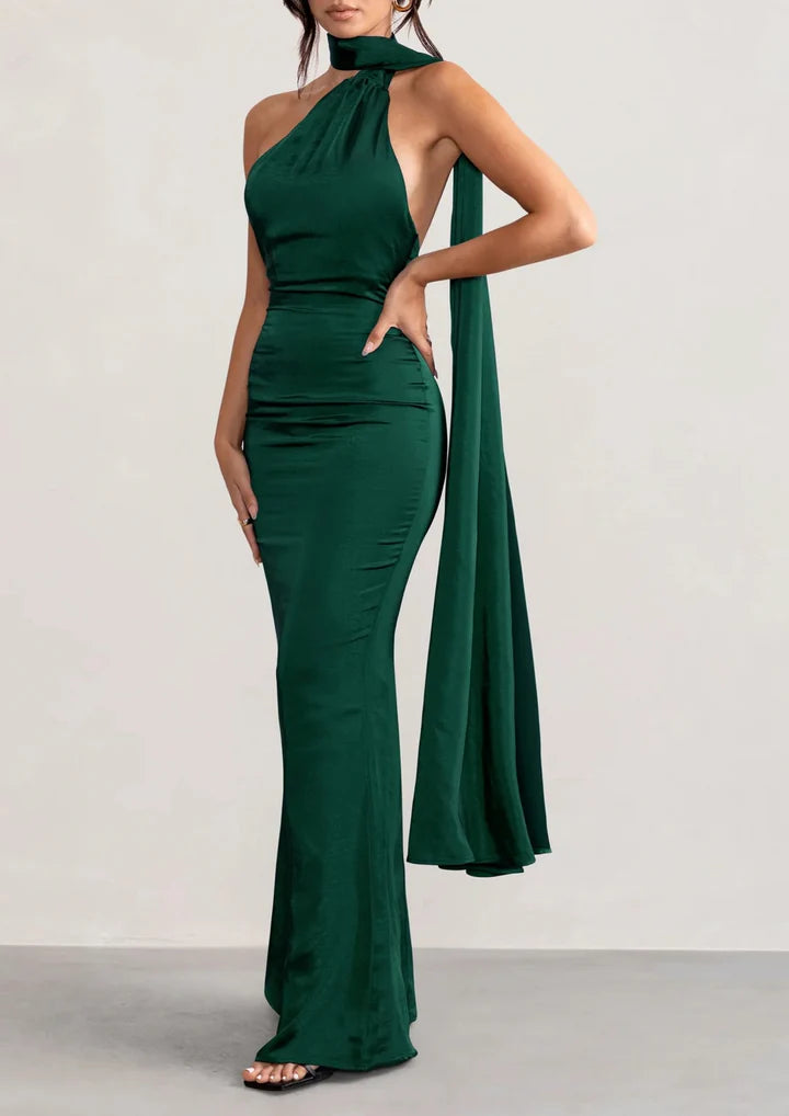 thigh-high slit prom dressesSheath/Column Halter Floor-Length Prom Dresses