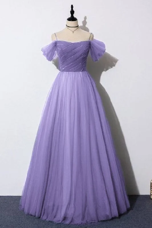 prom dresses for tall girlsTulle Long Formal Dress, Purple Prom Dresses      S1039